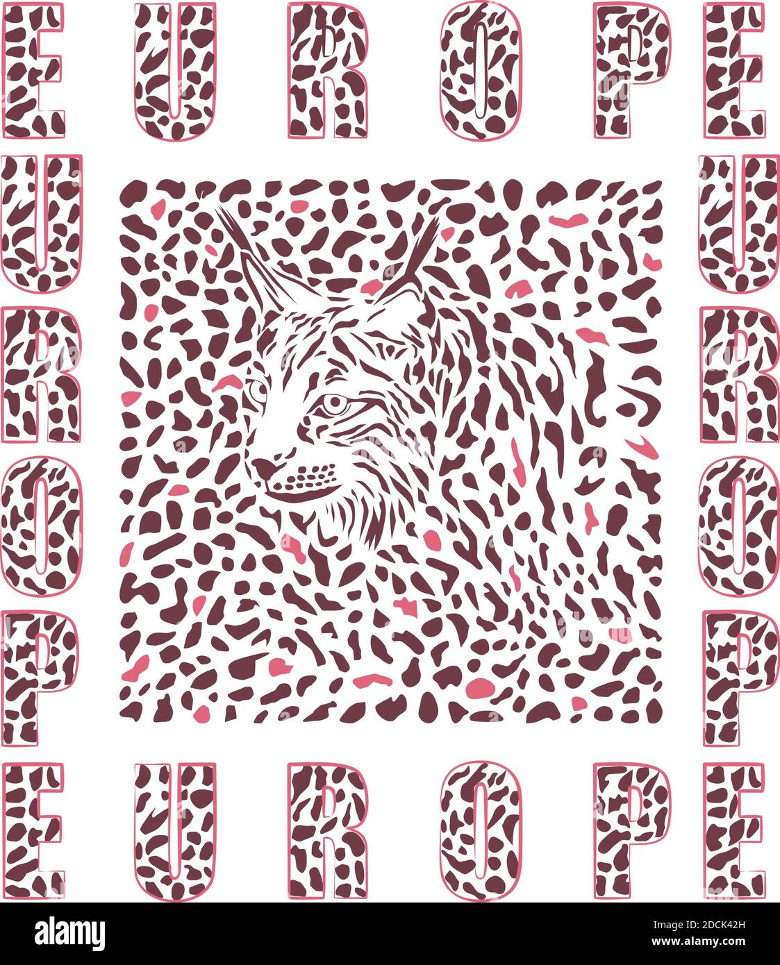 Texture abstraite de l'Europe et du lynx rouge Illustration de Vecteur