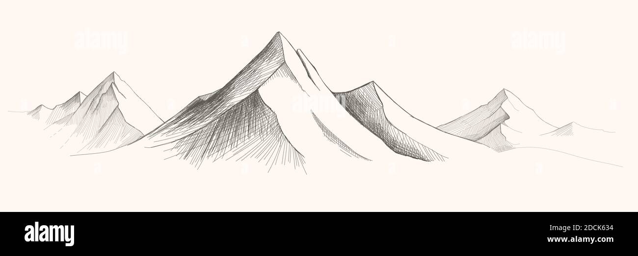 Chaînes de montagnes. Illustration d'esquisse de panorama vectoriel. Illustration du vecteur d'esquisse des montagnes. Illustration de Vecteur