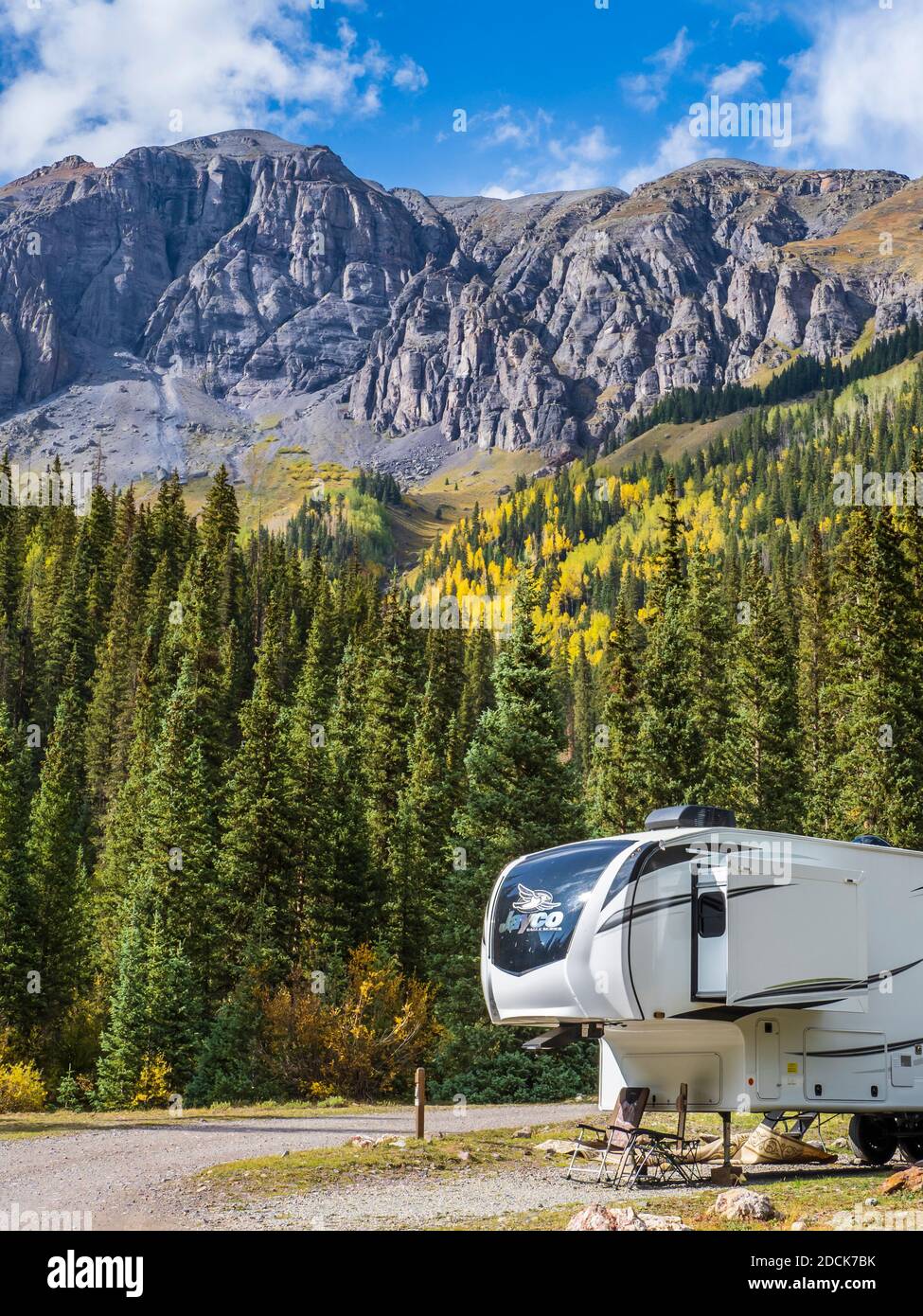Terrain de camping South Mineral, forêt nationale de San Juan près de Silverton, Colorado. Banque D'Images