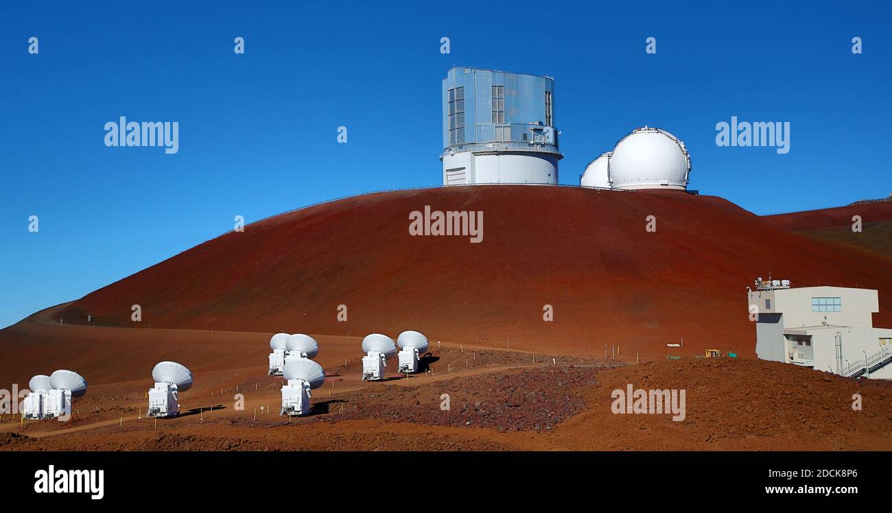 Vue sur l'observatoire de Mauna Kea Banque D'Images