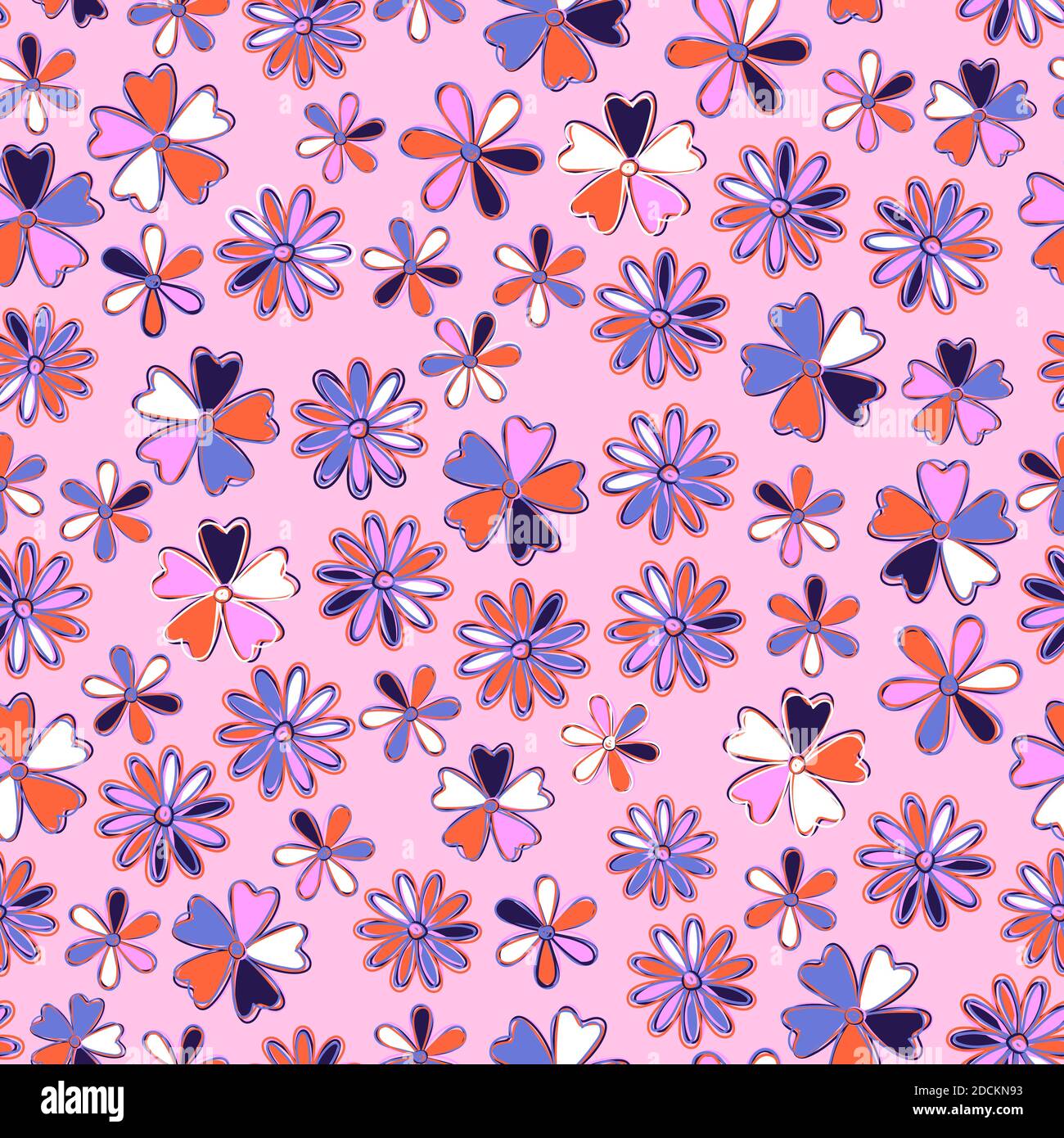 Élégant tendance, motif vectoriel de texture florale composé de belles fleurs dessinées à la main. Idéal pour l'impression et le textile Illustration de Vecteur