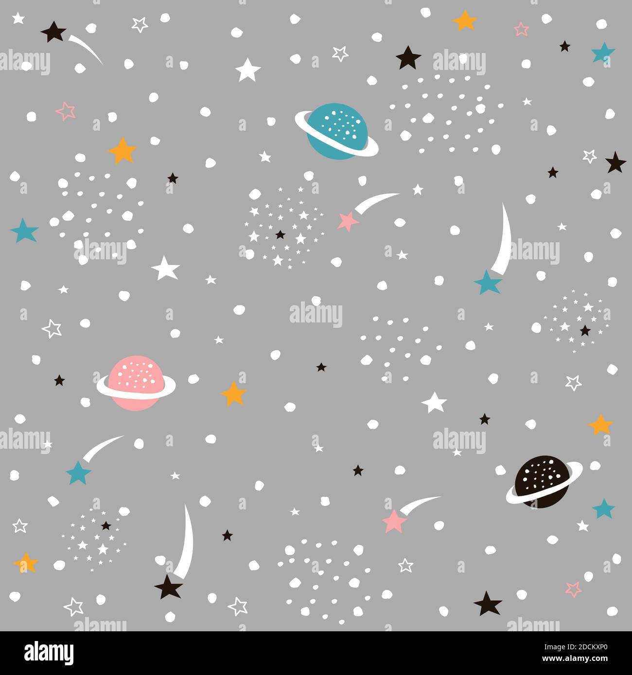 Motif sans couture vectoriel de galaxie à l'espace tracé à la main. Illustration de Vecteur