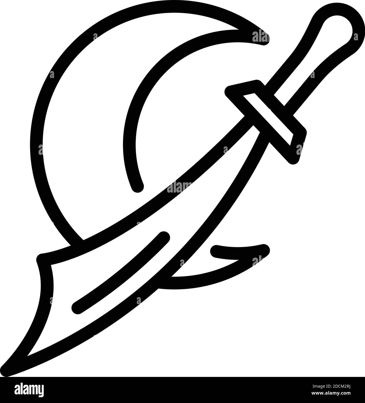 Icône d'épée turque. Contour turc symbole de vecteur d'épée pour la conception de Web isolé sur fond blanc Illustration de Vecteur