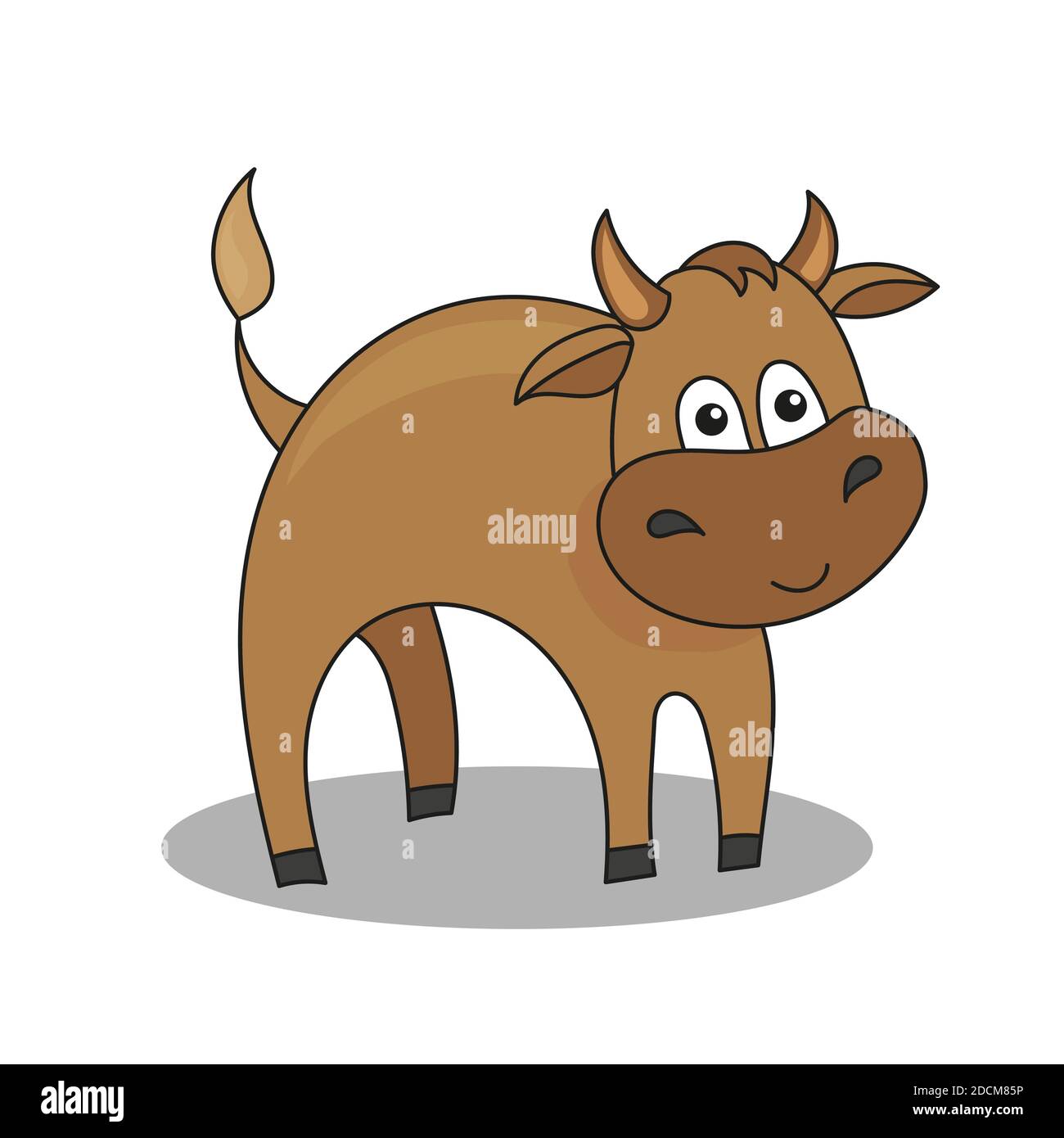 Dessin Anime Drole De Bebe Taureau Isole Sur Fond Blanc Image Vectorielle Stock Alamy