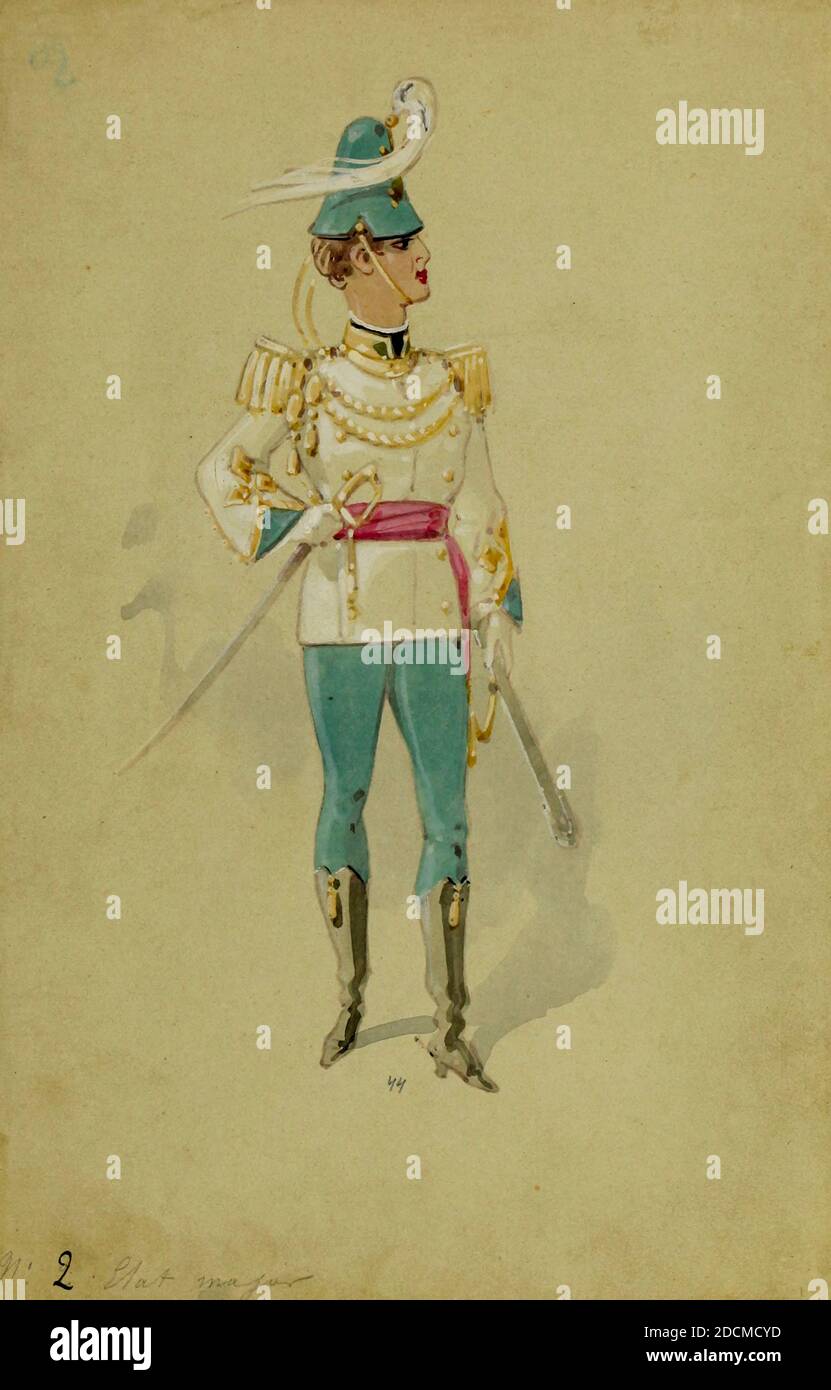 Le costume de personnage peint à la main de 'le voyage dans la Lune' [A Trip to the Moon] est un opéra-féerie de 1875 en quatre actes et 23 scènes de Jacques Offenbach. Vaguement basé sur le roman de 1865 de la Terre à la Lune de Jules Verne, son livret français était de Albert Vanloo, Eugène Leterrier et Arnold Mortier. Banque D'Images