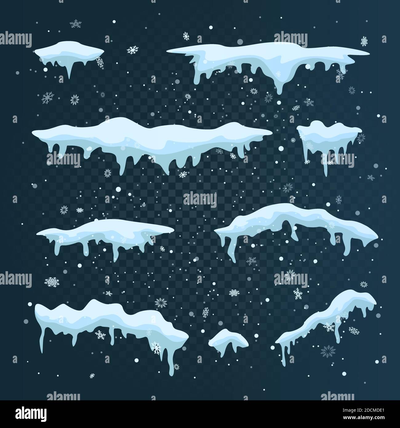 Chasse-neige d'hiver sur les chutes de neige sombres de Noël Illustration de Vecteur