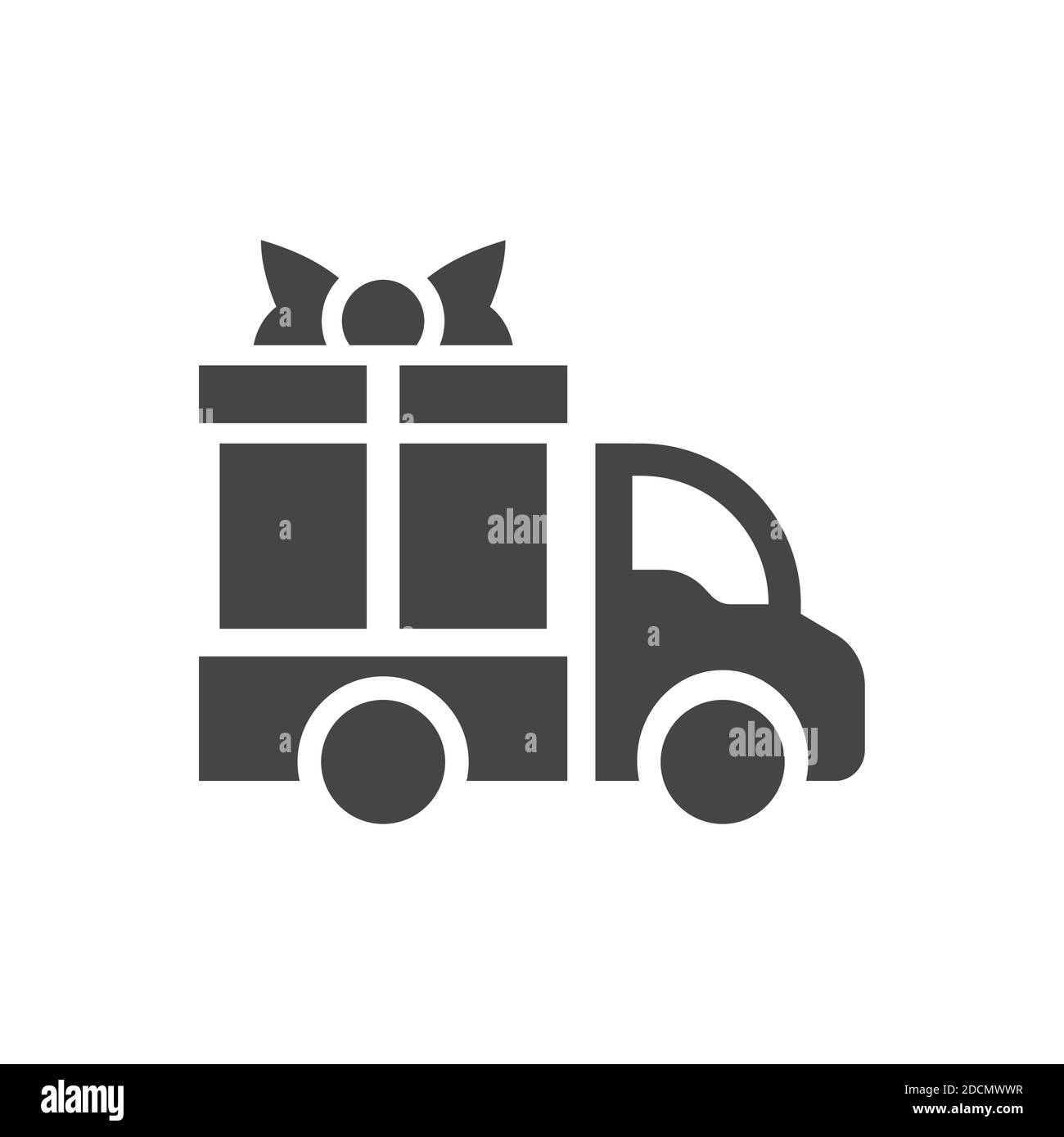 Icône boîte-cadeau et camion de livraison. Symbole vecteur noir du service de livraison gratuit. Illustration de Vecteur