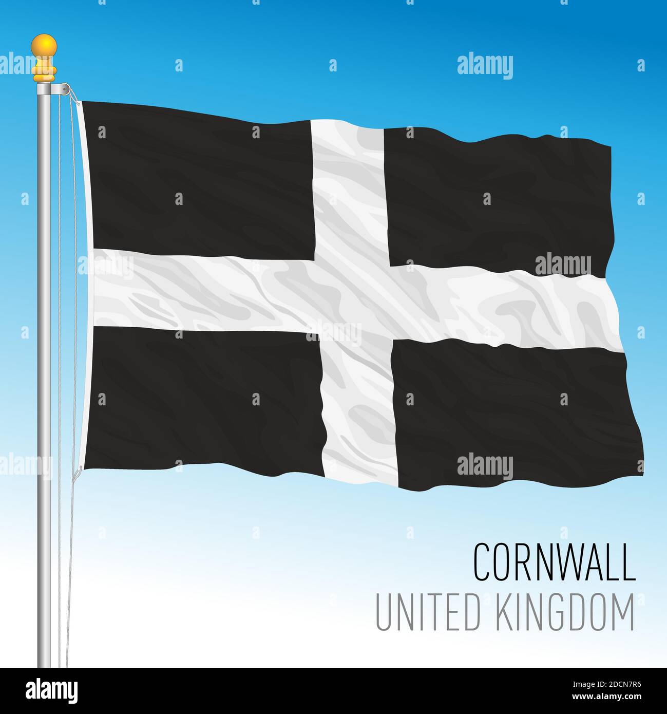 Drapeau du comté de Cornwall, Royaume-Uni, illustration vectorielle Illustration de Vecteur