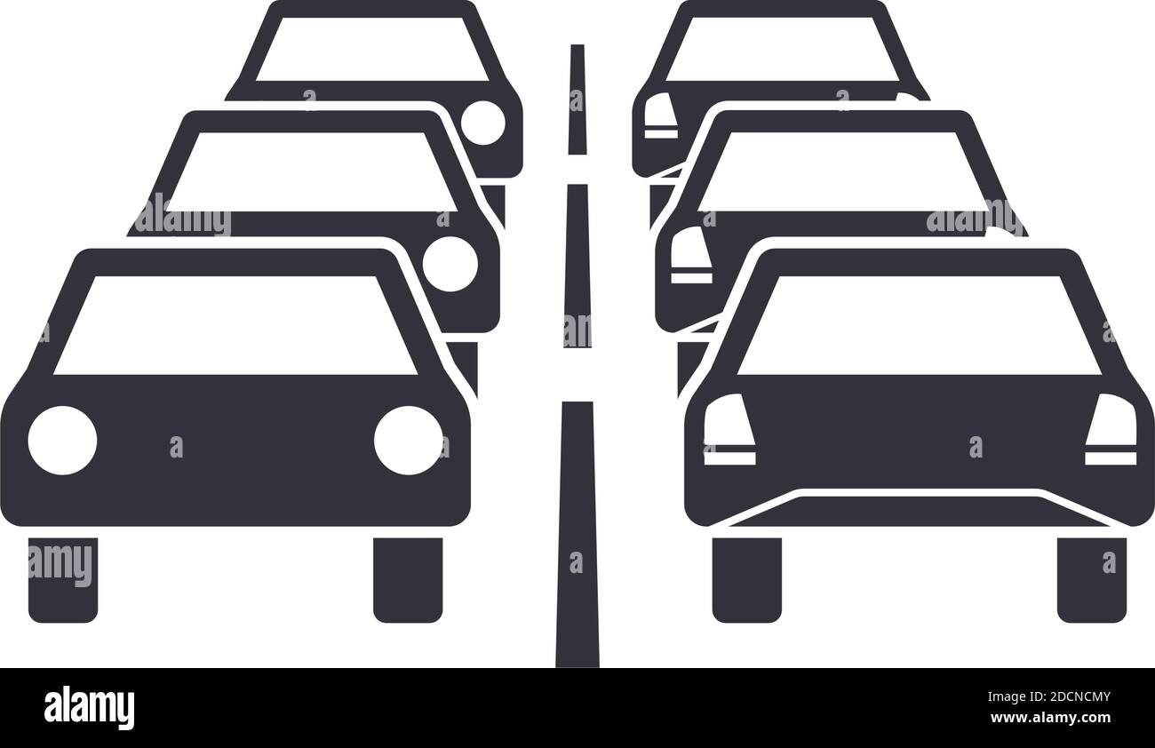 Symbole de style de conception plate « embouteillage sur route » Illustration de Vecteur