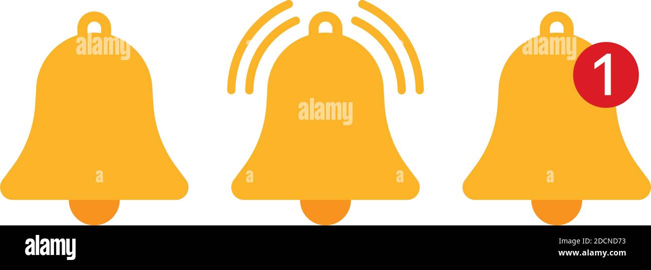 Icône de la cloche de notification orange illustration du vecteur pictogramme Illustration de Vecteur