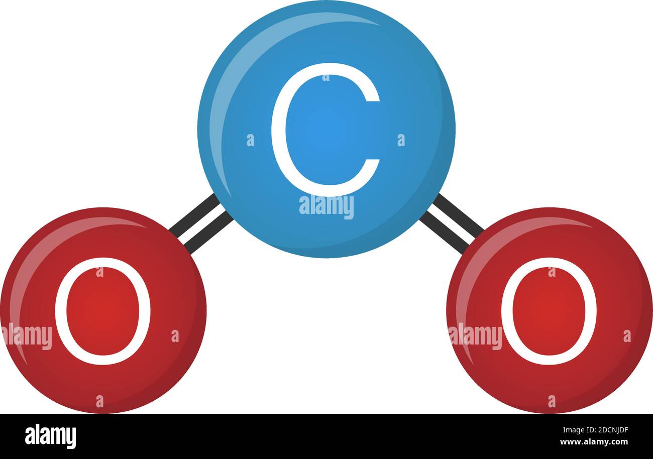 Illustration du vecteur co2 du modèle de l'atome de gaz à effet de serre au dioxyde de carbone Illustration de Vecteur
