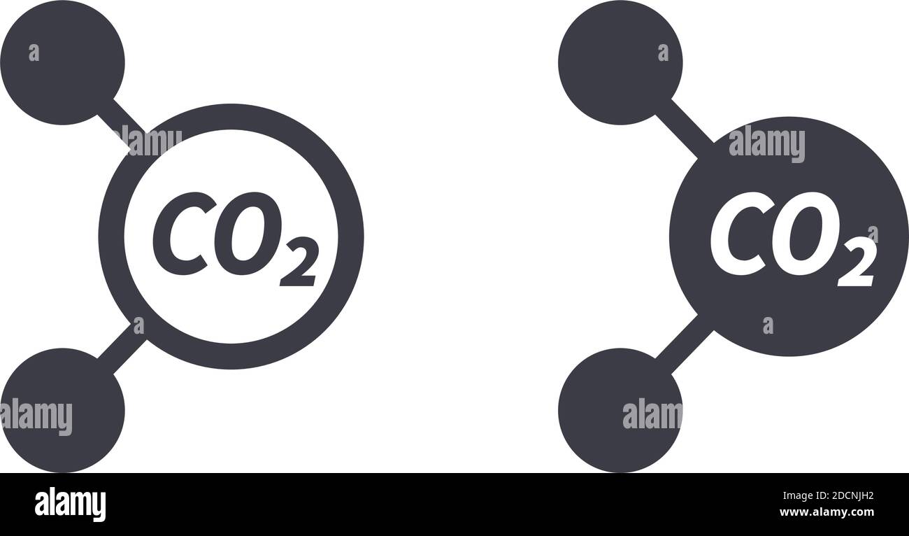 dioxyde de carbone icône moléculaire des gaz à effet de serre ou illustration du vecteur de symbole Illustration de Vecteur