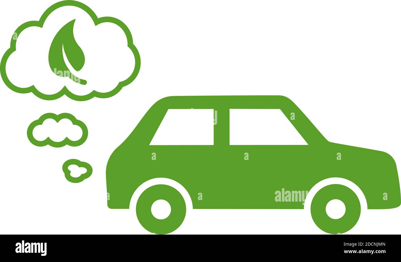 Voitures hybrides à économie de carburant avec icône d'économie de carburant sur le nuage d'échappement illustration vectorielle Illustration de Vecteur