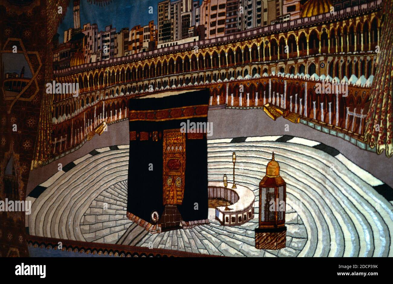 Tapis de prière des Émirats arabes Unis de Dubaï avec image de la Kaaba Banque D'Images