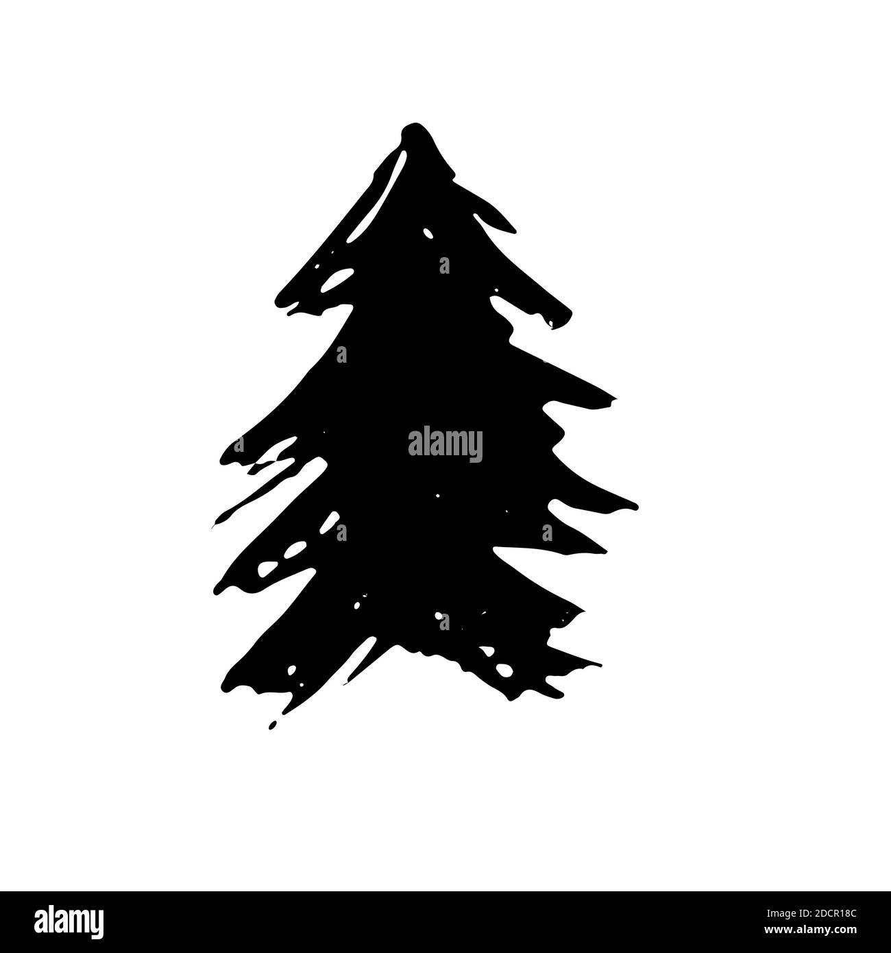 Silhouettes de sapin. Sapin de Noël grunge noir. Épinette d'aquarelle isolée sur fond blanc. Illustration vectorielle Illustration de Vecteur