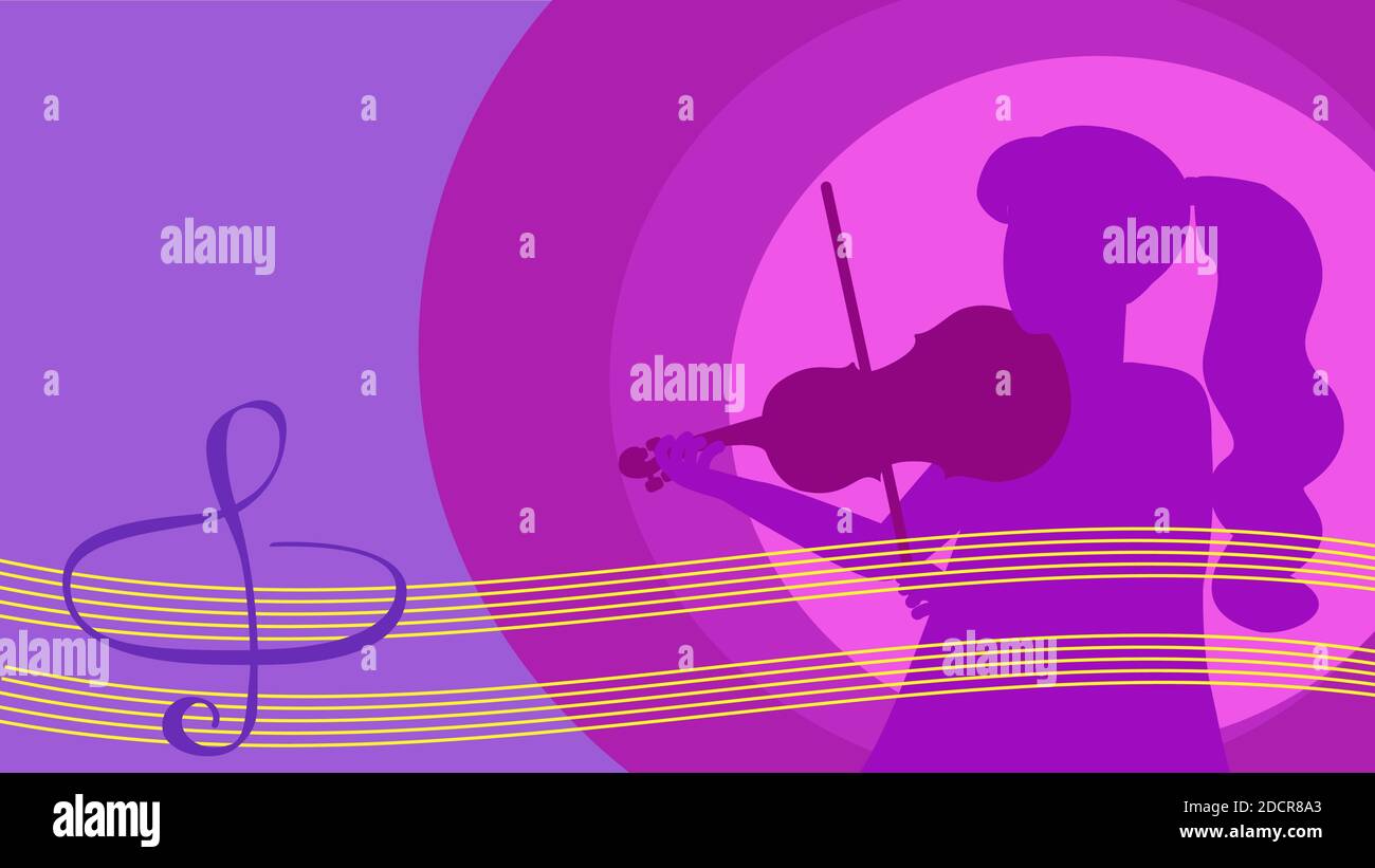 Journée internationale de la musique. Festival des affiches de fond. Fille avec un violon. Journée mondiale de la musique. Illustration de Vecteur