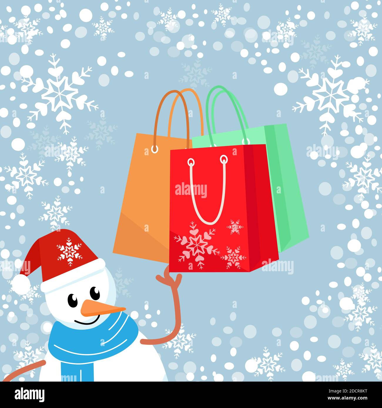 Sac en papier. Sacs d'achats écologiques. Sacs en papier pour cadeaux d'hiver. Mettre en place le sac de papier. Emballage cadeau des fêtes d'hiver. Illustration de Vecteur