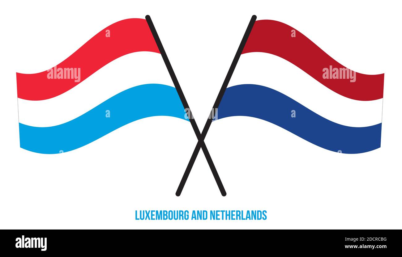 Luxembourg et pays-Bas drapeaux croisés et ondulant style plat. Proportion  officielle. Corriger les couleurs Photo Stock - Alamy