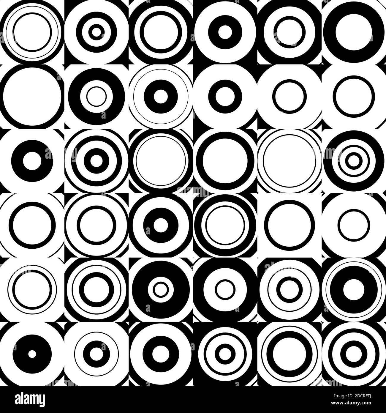 Répétition sans couture, Concentrique, radial, cercles rayonnants, anneaux, lignes. Ondulation, cercles rayonnés à effet spirale - illustrations vectorielles libres de droits, Illustration de Vecteur