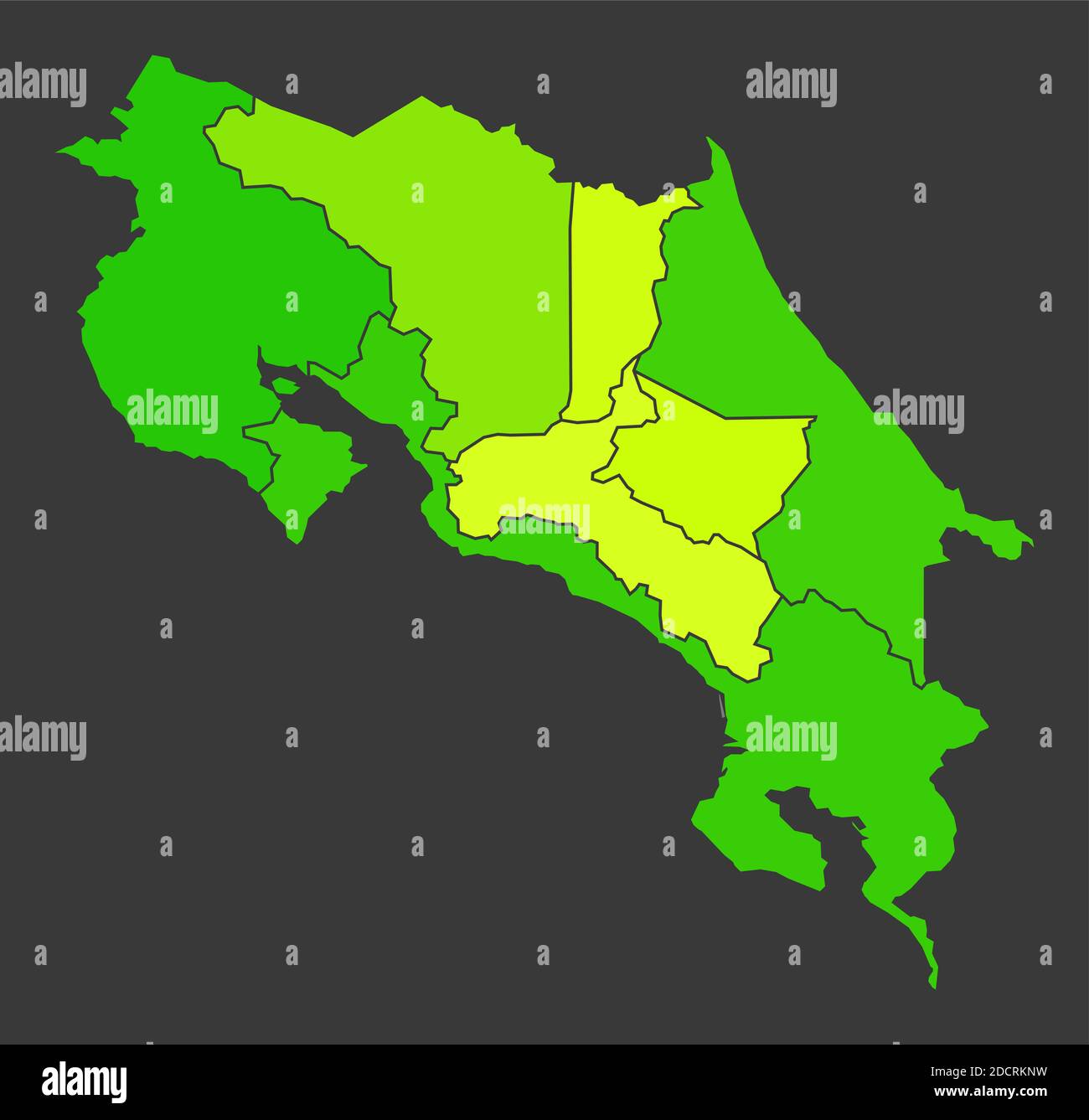 Carte de chaleur de la population du Costa Rica comme illustration de densité de couleur Banque D'Images
