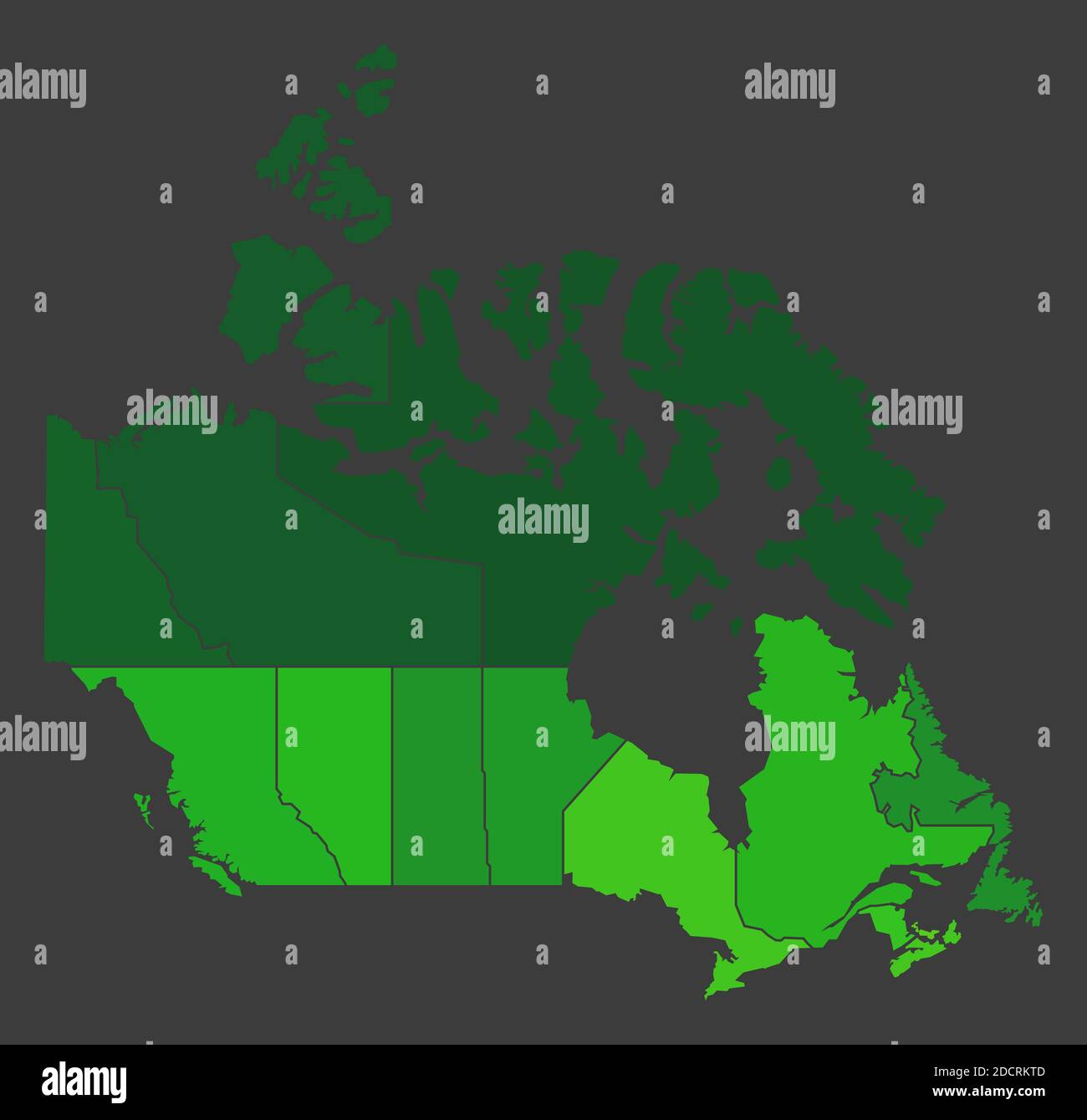 Carte de la chaleur de la population du Canada comme illustration de la densité de couleur Banque D'Images