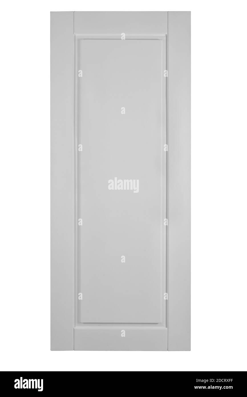 Porte en bois fermée isolée sur fond blanc Banque D'Images