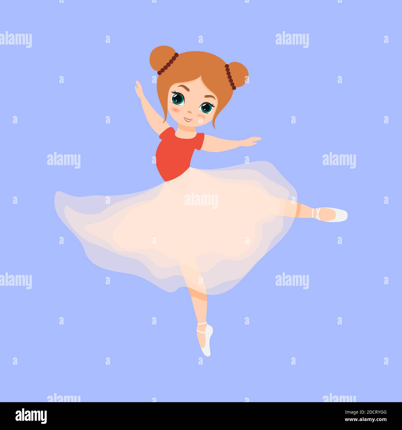 Jolie petite ballerine dansant. Ballerina fille en robe tutu rose. Belle  illustration de dessin animé à plat pour enfant isolée sur fond bleu Image  Vectorielle Stock - Alamy