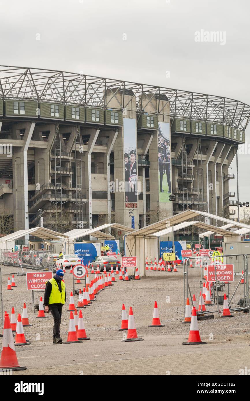 Londres, Angleterre, Royaume-Uni. 23 novembre 2020. Station d'essai Covid-19 au stade Twickenham © Benjamin John Banque D'Images