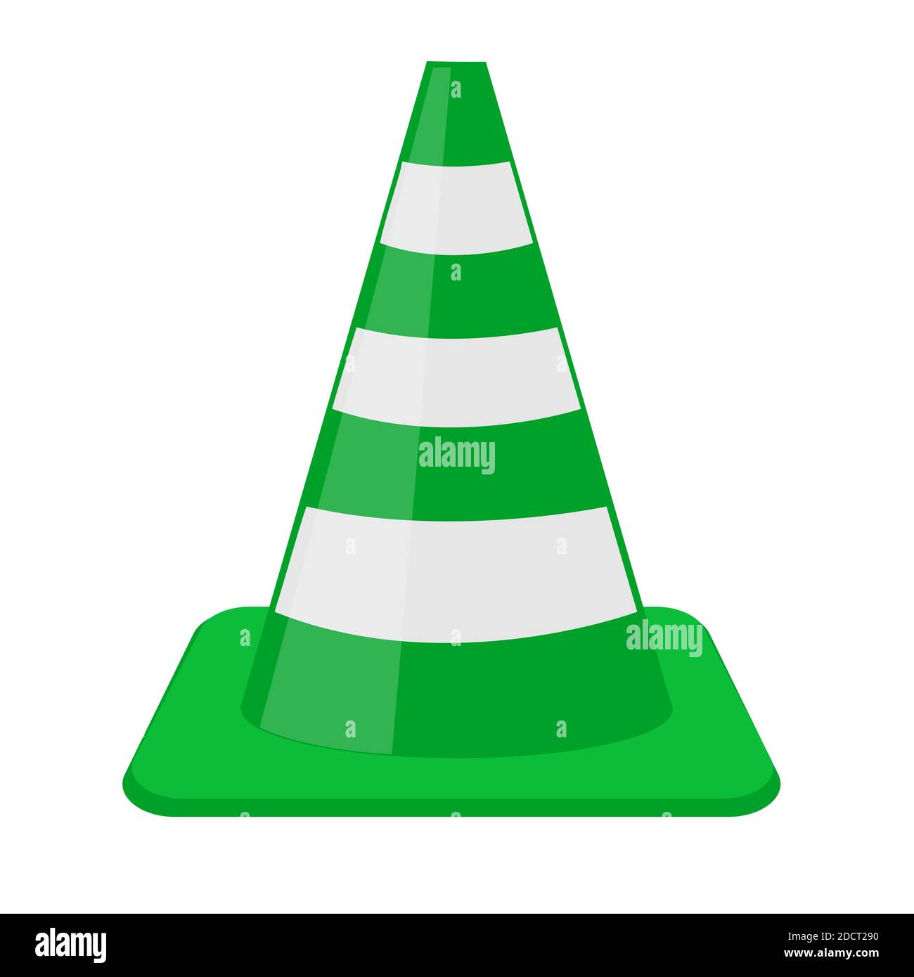 Cône de signalisation vert et blanc sur fond transparent. eps 10 Illustration de Vecteur