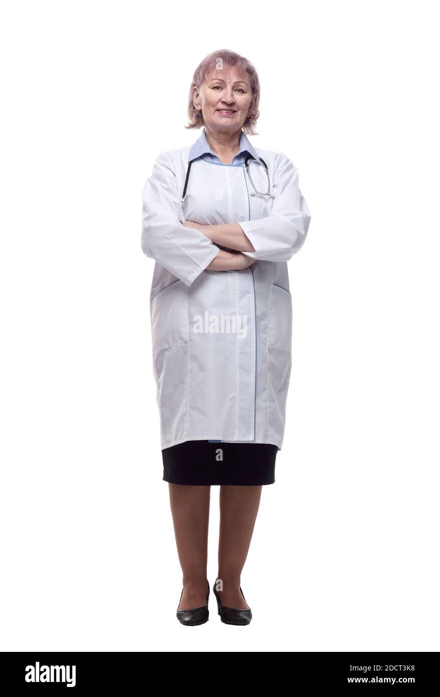 femme médecin avec un stéthoscope. isolé sur un blanc Banque D'Images