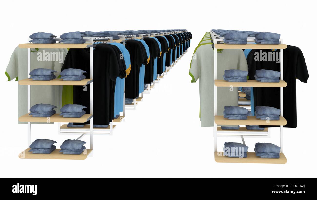 3D rendu mode, textile, tissus magasin photo sur fond blanc Banque D'Images