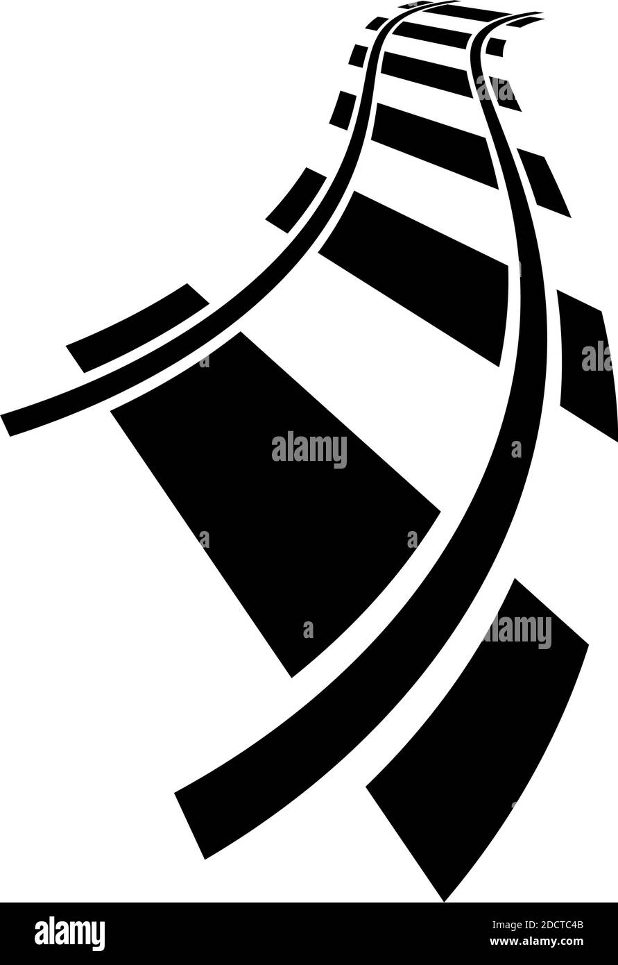 Chemin de fer, chemin de fer, contour du chemin de fer, vecteur de silhouette. Tramway, métro, chemin de métro – illustrations, graphiques clip art Illustration de Vecteur