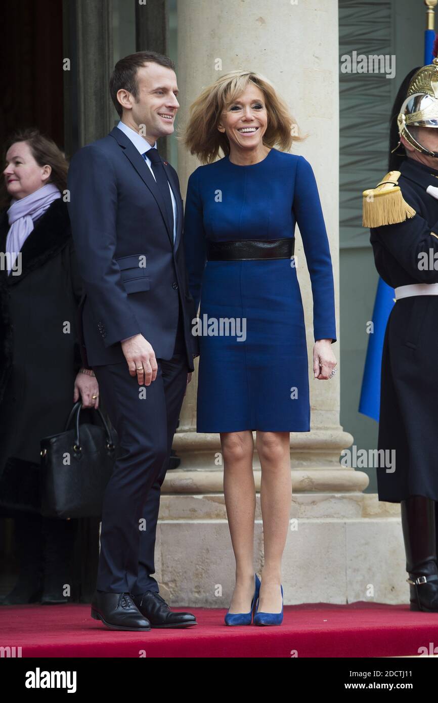 Le président français Emmanuel Macron et Brigitte Macron à l'Elysée Palace le 19 mars 2018 à Paris, France. Photo par Eliot Blondt/ABACAPRESS.COM Banque D'Images