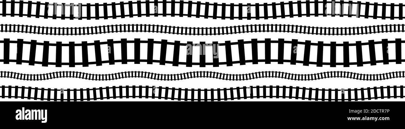 Chemin de fer, chemin de fer, contour du chemin de fer, vecteur de silhouette. Tramway, métro, chemin de métro – illustrations, graphiques clip art Illustration de Vecteur