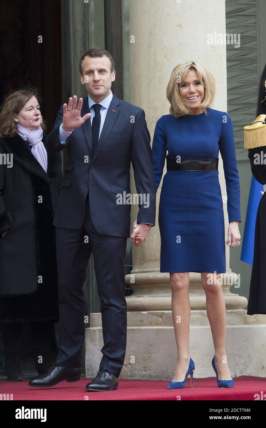 Le président français Emmanuel Macron et Brigitte Macron à l'Elysée Palace le 19 mars 2018 à Paris, France. Photo par Eliot Blondt/ABACAPRESS.COM Banque D'Images