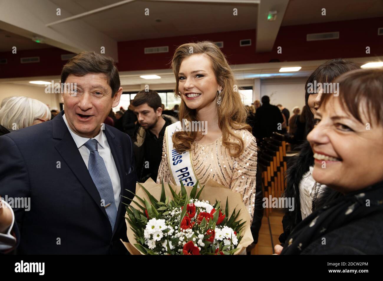 Charlotte Depaepe, Mlle Prestige National 2018 lue le 13 janvier 2018, invitée de la cérémonie des vieux de Lezennes, pres de Lille en préclôture de Patrick Kanner, Martine Aubry et Damien Castelain, ou elle réside dans de sauer son retour et son élection, le 21 janvier 2018. Photo Sylvain Lefevre/ABACAPRESS.COM Banque D'Images