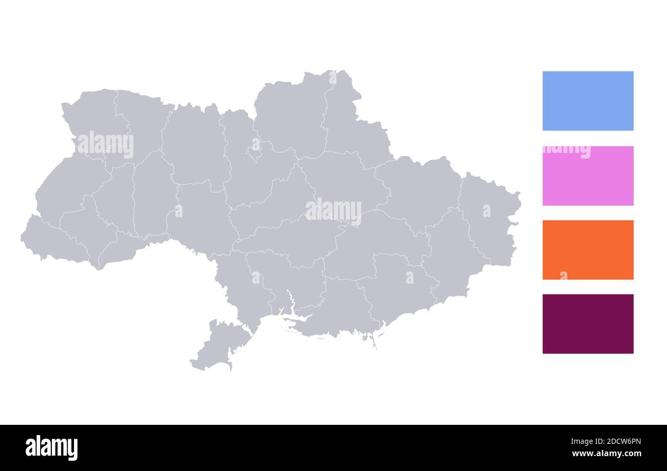 Infographies de la carte de l'Ukraine, régions individuelles vierges Banque D'Images