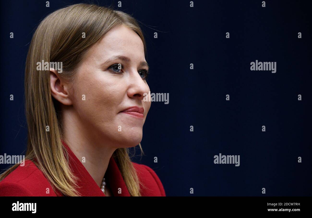 La candidate à la présidence russe Ksenia Sobchak s'exprime au National Press Club, le 6 février 2018 à Washington, DC. Photo par Olivier Douliery/Abaca Press Banque D'Images