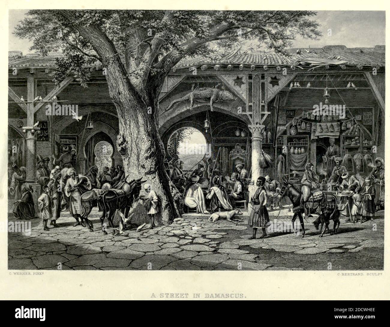 Gravure sur l'acier d'UNE rue de Damas de la Palestine pittoresque, du Sinaï et de l'Égypte par Wilson, Charles William, sir, 1836-1905; Lane-Poole, Stanley, 1854-1931 Volume 2. Publié à New York par D. Appleton en 1881-1884 Banque D'Images