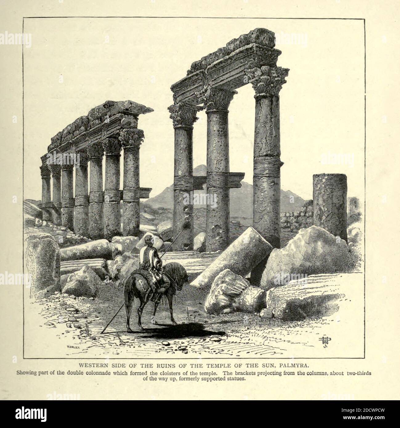 Gravure sur le bois du côté ouest des ruines du Temple du Soleil Palmyra, Syrie de la pittoresque Palestine, Sinaï et Égypte par Wilson, Charles William, Sir, 1836-1905; Lane-Poole, Stanley, 1854-1931 Volume 2. Publié à New York par D. Appleton en 1881-1884 Banque D'Images