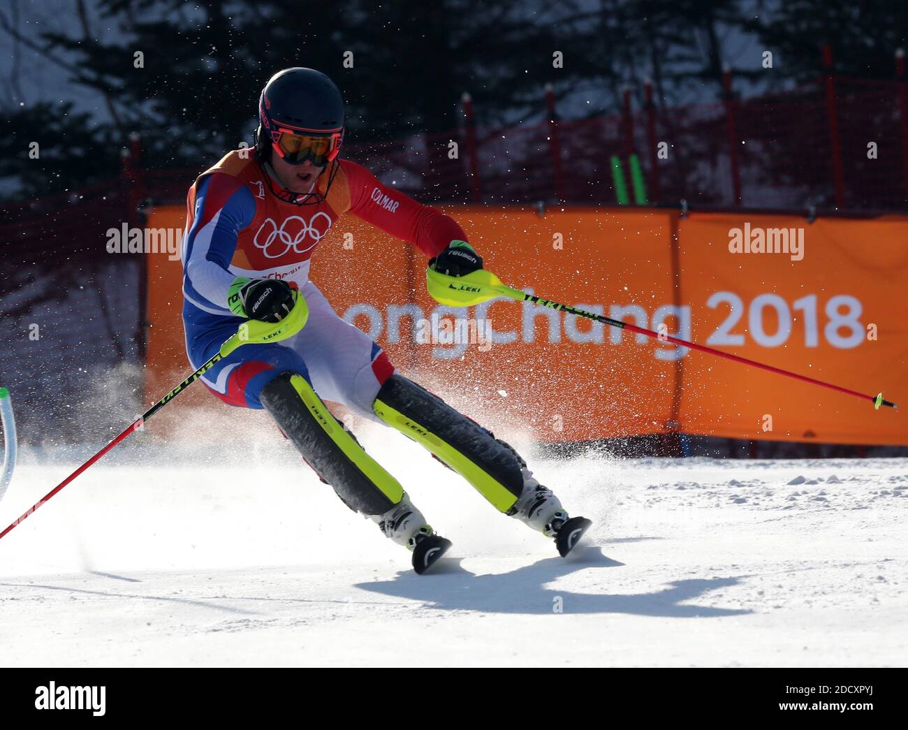 Alexis PINTURAULT de France pendant le slalom masculin aux Jeux Olympiques d'hiver de 2018 à Pyeongchang, Corée du Sud, le 22 février 2018. Photo de Guiliano Bevilacqua/ABACAPRESS.COM Banque D'Images