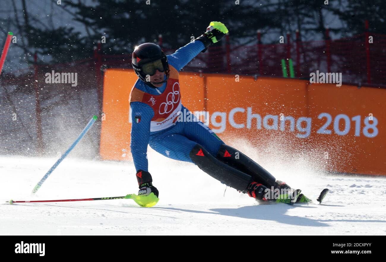 Stefano GROSS de l'Italie pendant le slalom masculin aux Jeux olympiques d'hiver de 2018 à Pyeongchang, Corée du Sud, 22 février 2018. Photo de Guiliano Bevilacqua/ABACAPRESS.COM Banque D'Images