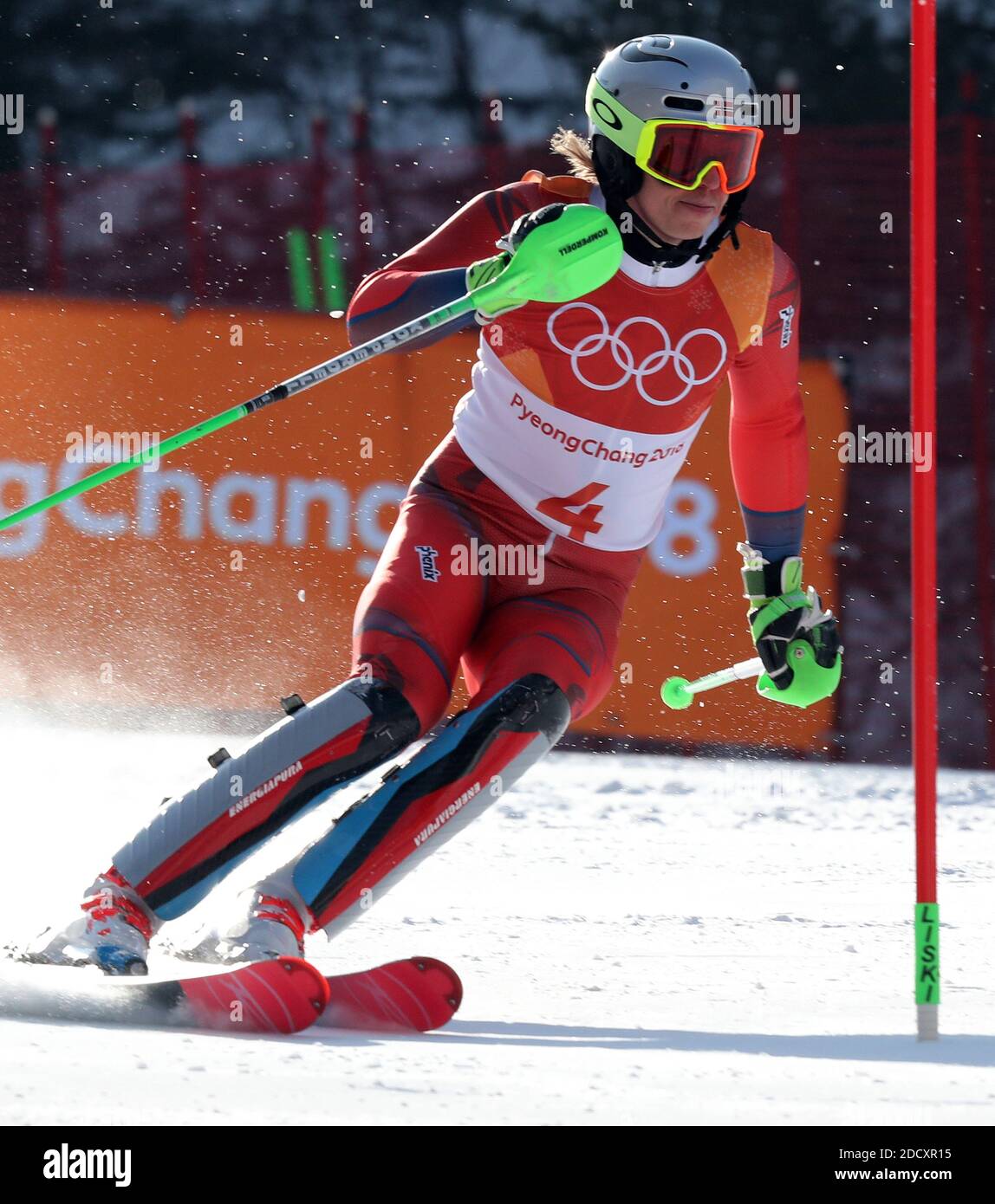 Henrik KRISTOFFERSEN, de Norvège, pendant le slalom masculin des Jeux olympiques d'hiver de 2018 à Pyeongchang, Corée du Sud, le 22 février 2018. Photo de Guiliano Bevilacqua/ABACAPRESS.COM Banque D'Images