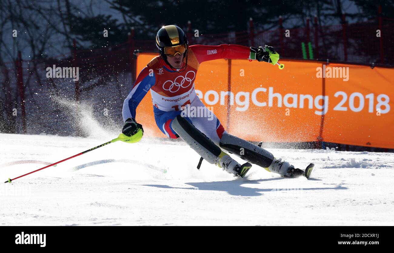 Victor MUFFAT-JEANDET de France pendant le slalom masculin aux Jeux Olympiques d'hiver 2018 à Pyeongchang, Corée du Sud, 22 février 2018. Photo de Guiliano Bevilacqua/ABACAPRESS.COM Banque D'Images