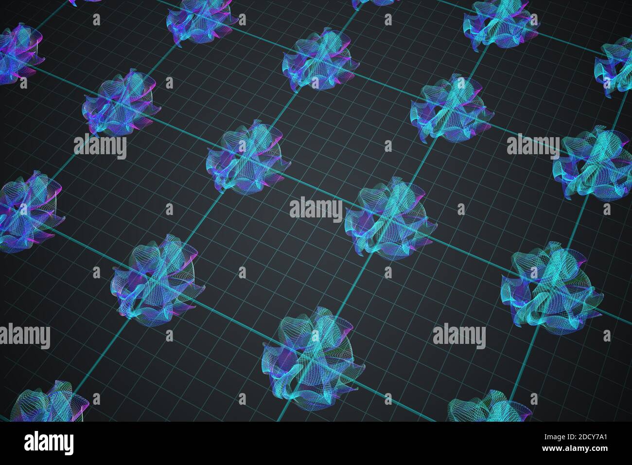 Structure des dimensions supplémentaires en théorie des chaînes en physique. Illustration de rendu 3D. Banque D'Images