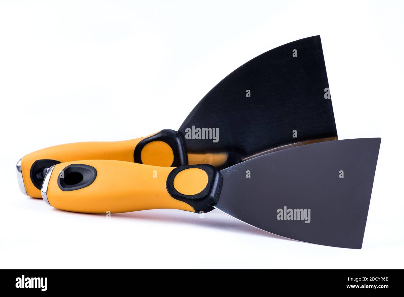 Jeu d'outils pour couteau à mastic isolé sur fond blanc Banque D'Images