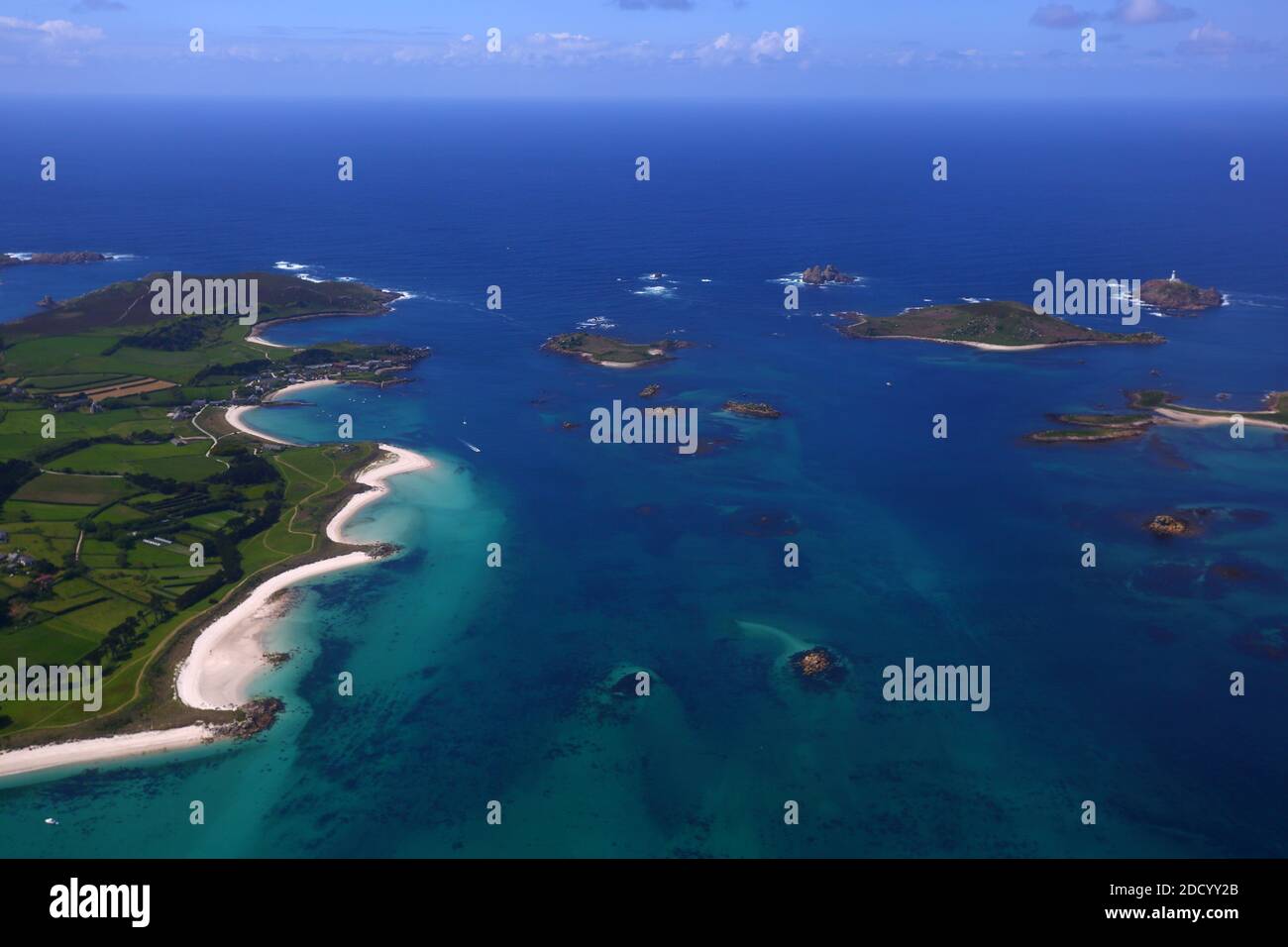 GRANDE-BRETAGNE /Iles de Scilly / St Mary's /vue de l'avion à Tresco. Banque D'Images