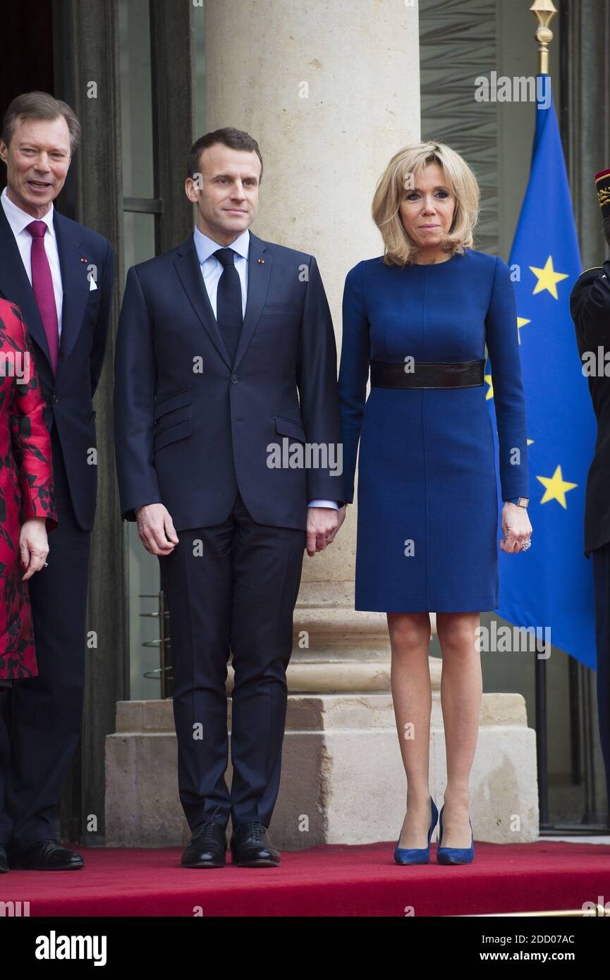 Le président français Emmanuel Macron et sa femme Brigitte Macron à l'Elysée Palace le 19 mars 2018. Photo par Eliot Blondt/ABACAPRESS.COM Banque D'Images