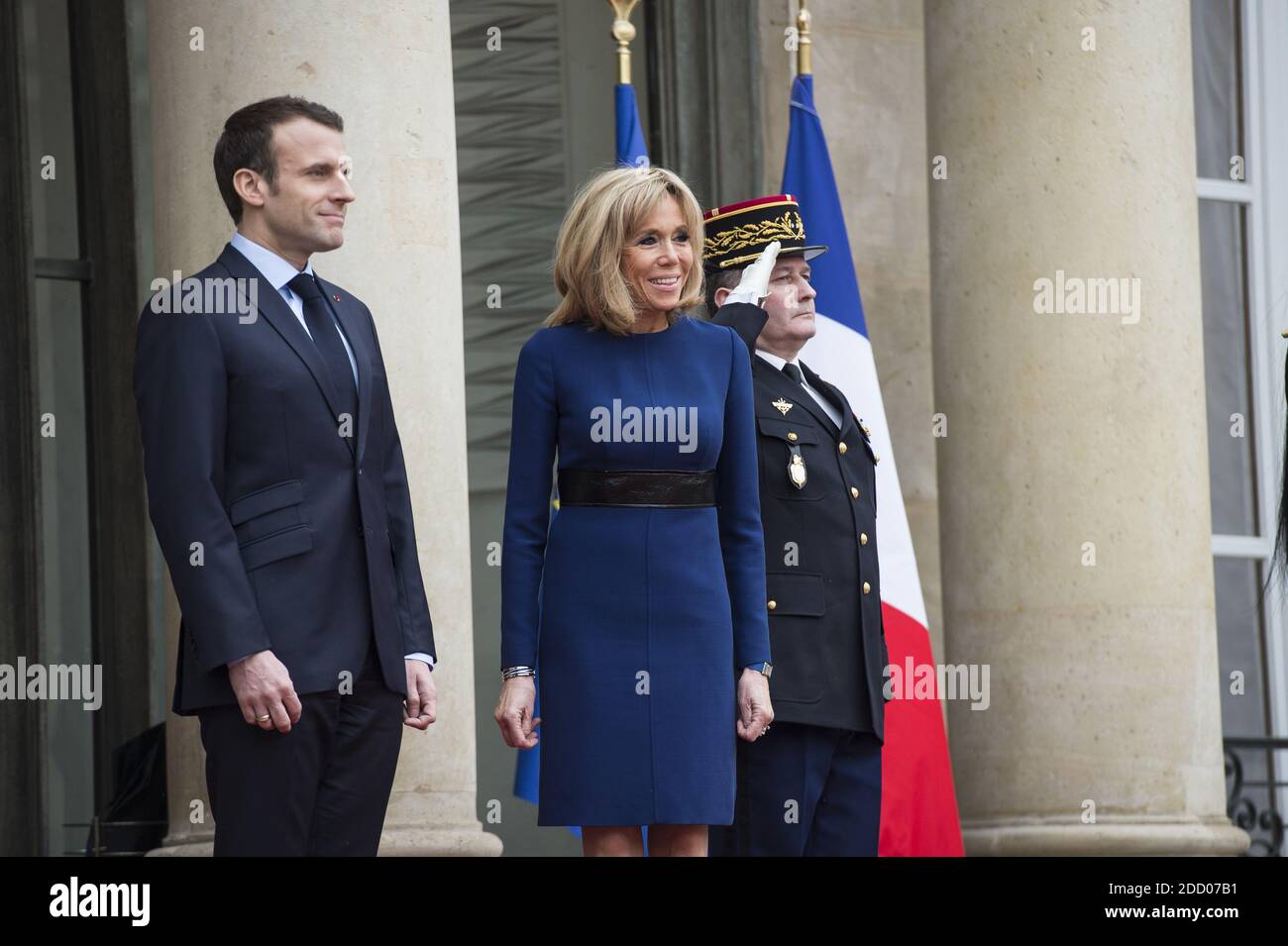 Le président français Emmanuel Macron et sa femme Brigitte Macron à l'Elysée Palace le 19 mars 2018. Photo par Eliot Blondt/ABACAPRESS.COM Banque D'Images