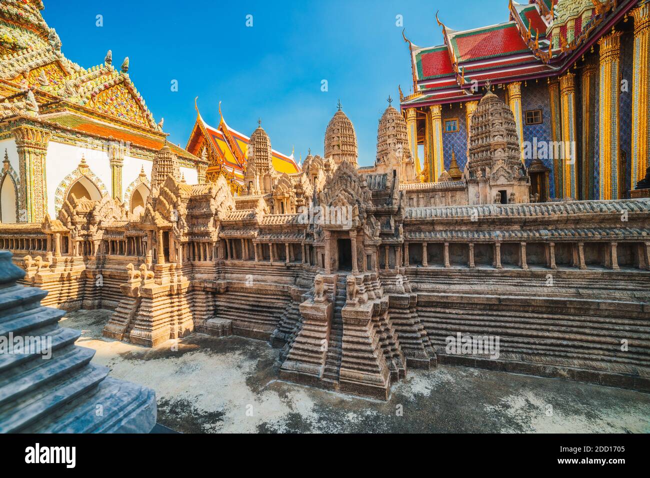 Modèle d'Angkor Wat à Wat Phra Kaew (Temple du Bouddha d'Émeraude) dans la zone du Grand Palais à Bangkok, en Thaïlande Banque D'Images